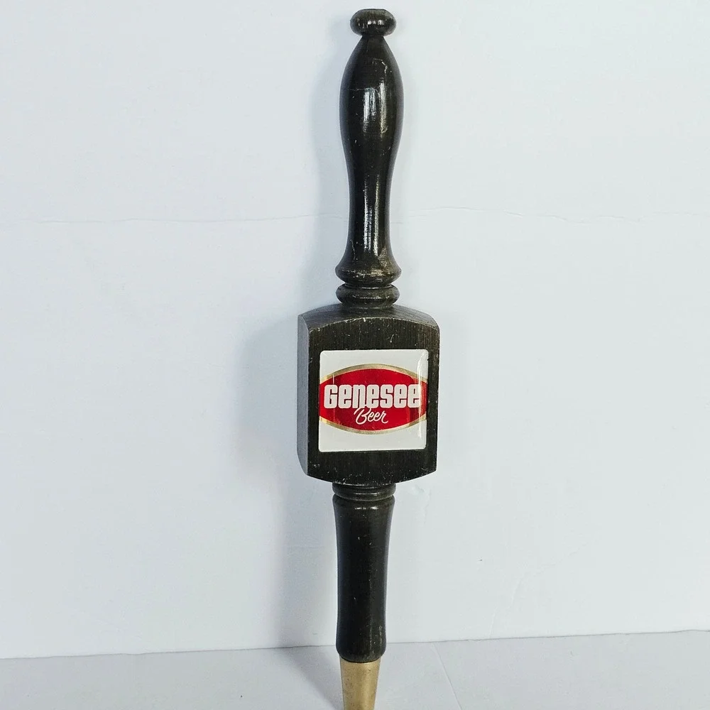 Vintage Genesee Beer Tap Handle Wood Shield Logo Bar Decor Breweriana
